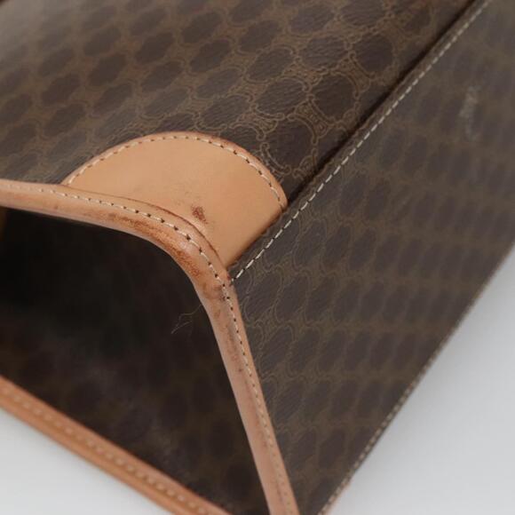 CELINE Macadam Canvas Hand Bag PVC Leather Brown Gold Auth...
